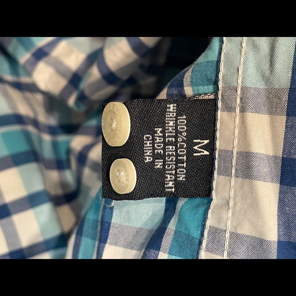 New Mobile Bay Mens Medium Sz M Blue Plaid Button Down Long Sleeve Shirt - Picture 4 of 5